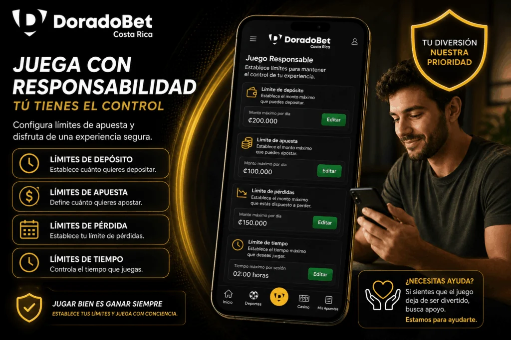 Herramientas de juego responsable en DoradoBet Costa Rica para gestionar límites y apostar con control.